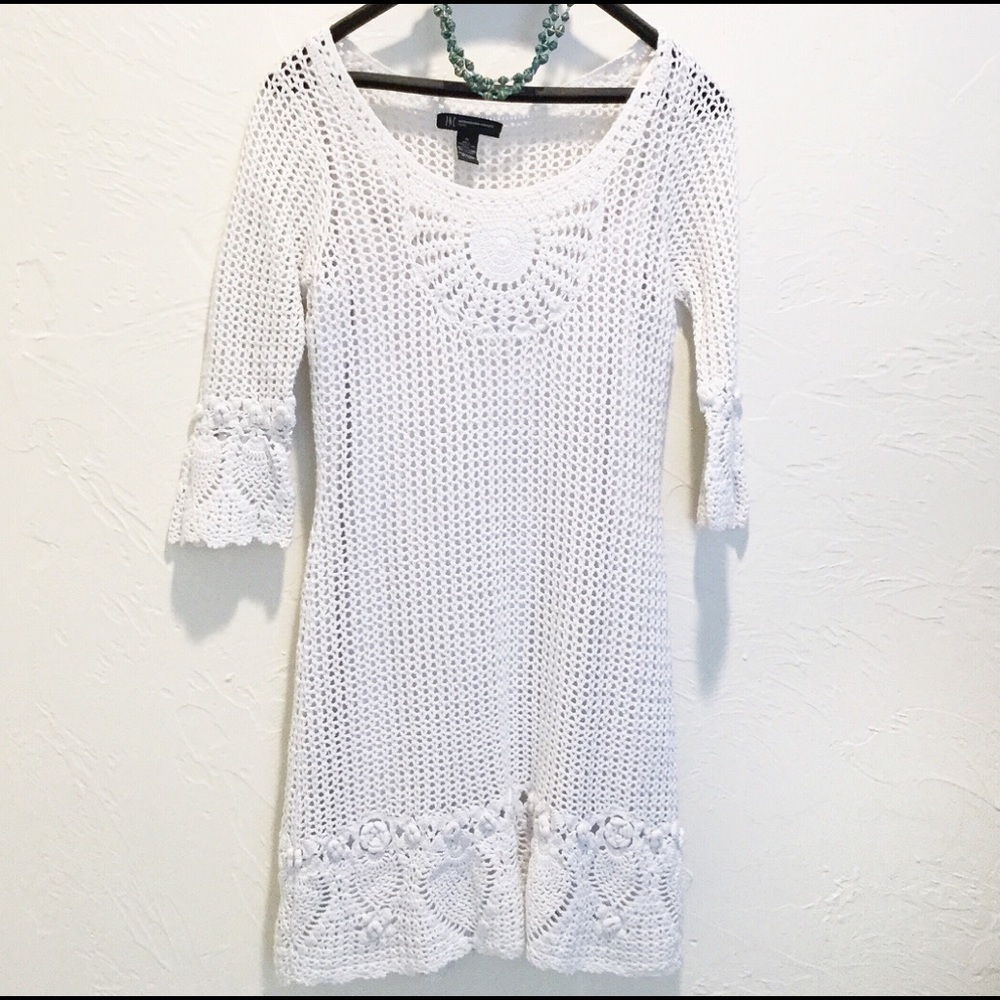 INC Int’l Concepts: White Crochet dress, Size M